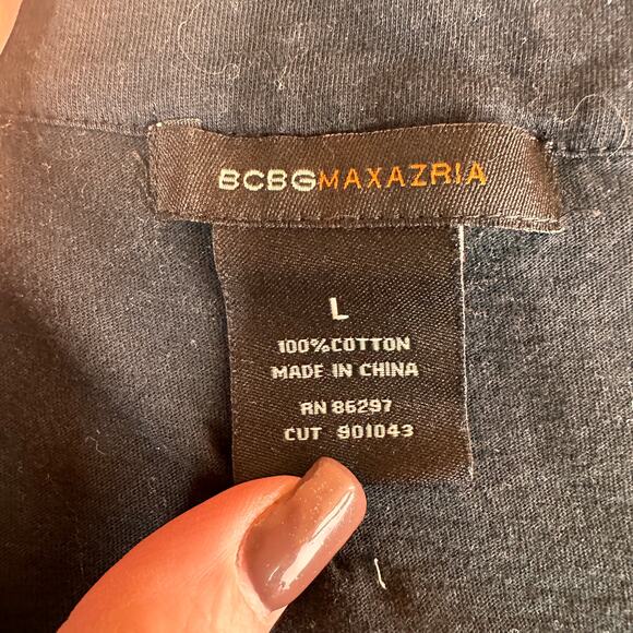 BCBGMaxazria Black & White Embroidered Tunic Top Size Large - Picture 2 of 6